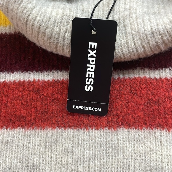 Express Women’s Knit Sweater Mini Dress Striped Turtleneck Soft Long Size XS - Picture 5 of 12